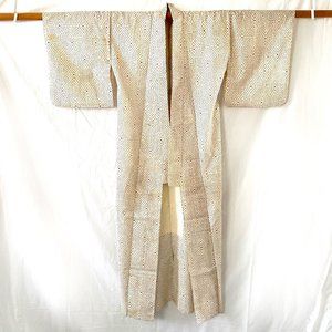 Vintage Japanese Yukata Kimono - Black and Red on Cream Pattern